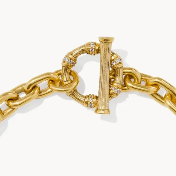 Kendra Scott Maura Vintage Gold Chain Necklace in White CZ - Picture 3 of 3